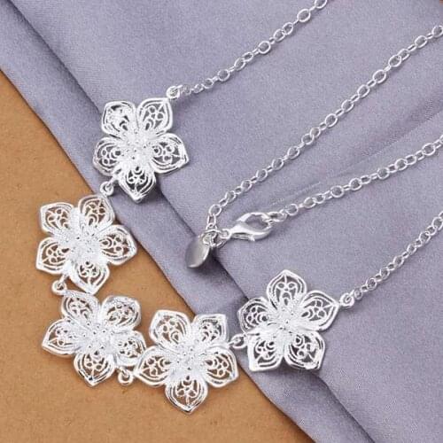 Free Shipping!!Wholesale silver plated Necklaces & Pendants,925 jewelry silver,Snow Flower Necklace SMTN336