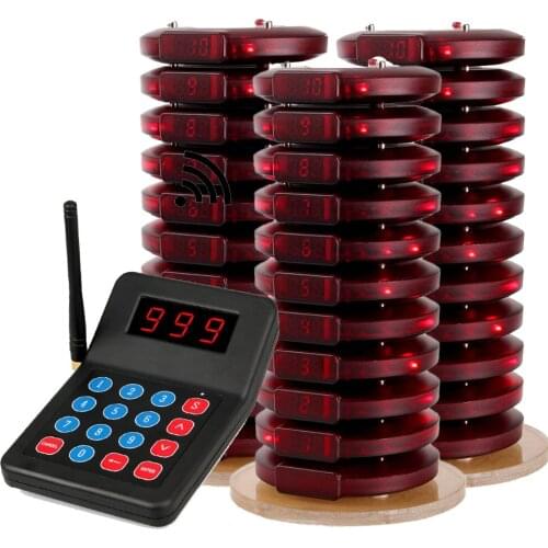 SHIHUI 30 Coaster Pagers+1 Keypad Transmitter Pager Restaurant Wireless Calling System waiter wireless guest paging system