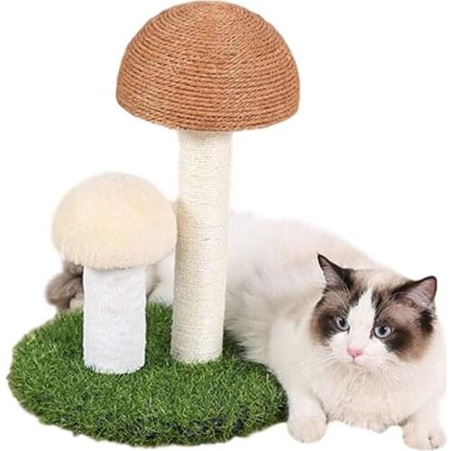Cat Climbing FramePpet Cat Toy Mushroom Shaped Cat Grabbing Pole Hemp Rope Cat Tree Simulation Lawn Wear Resistant Cat Grabbing