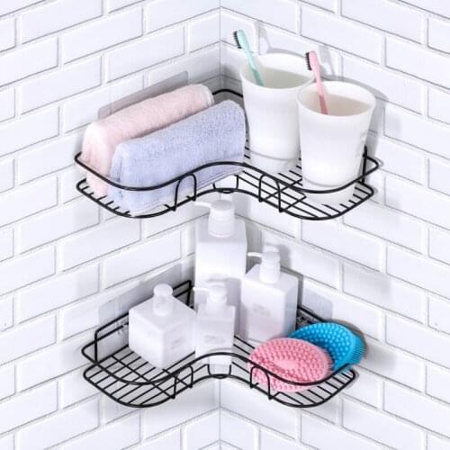 Bathroom Shelf Metal Shelf Storage Rack Stainless Steel Punch-Free Firm Shower Kitchen Fitted Wall Storage Organizer Rack