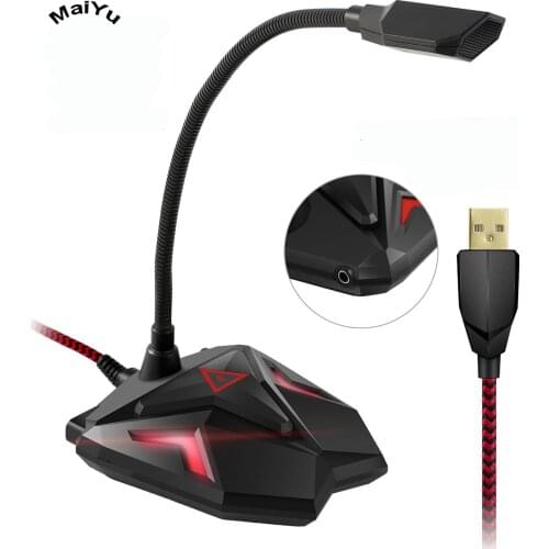 Professional Computer Gooseneck Game Microphone Omnidirectional Condenser Microfone USB for PC Living Recording Fashion Led