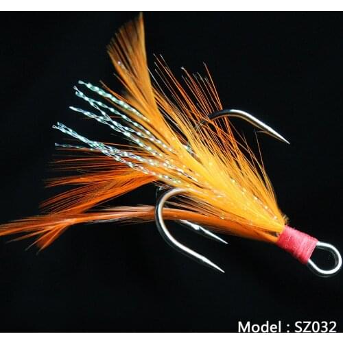 Lot 20pcs Fish hook 2 4 6 8 10# Black Fishing Hooks with Feather Fly Fishing Tackle High Carbon Steel Barbed Sharp Hooks SZ032