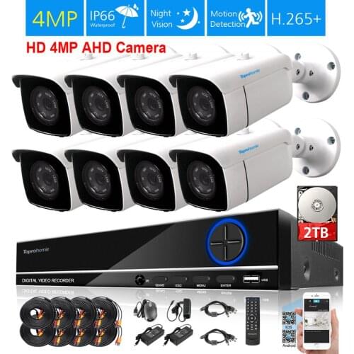 TOPROHOIME h.265+ 8ch CCTV System 4MP IP66 Metal Vandalproof In/outdoor Security Camera 8ch 5MP Video surveillance System