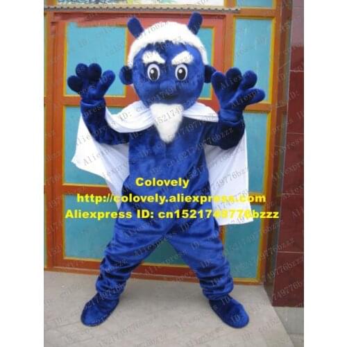 Lively Blue Demon Devil Mascot Costume Mascotte Evil Spirit Bogy Fiend Adult Plush With Big Eyes White Cloak No.660 Free Ship