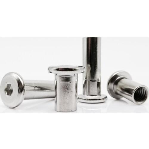 1/5/10pcs M3 M4 M5 M6 M8 304 Stainless Steel Flat Hex Socket Head Allen Furniture Bed Connector Rivet Joint Insert Sleeve Nut