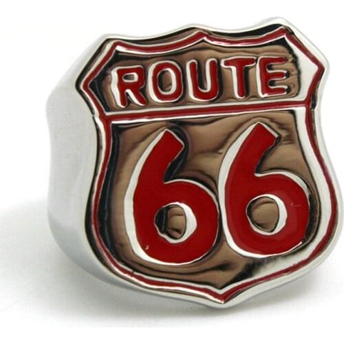 1pc Fashion Red Color U66 316L Stainless Steel Cool Popular USA Highway Route 66 Ring