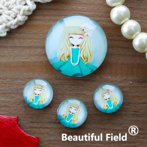 12mm 25mm 14mm 16mm 18mm 20mm Photo Glass Cabochons Round Cameo Set Handmade Settings Stone Girl FFR43