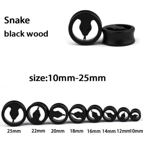 2PCS Snake Ear Plug and Tunnel Flesh Piercing Wood Earlet Gauges Screwed Earring Expander Stretcher Tunnels Body Jewelry 10-25mm
