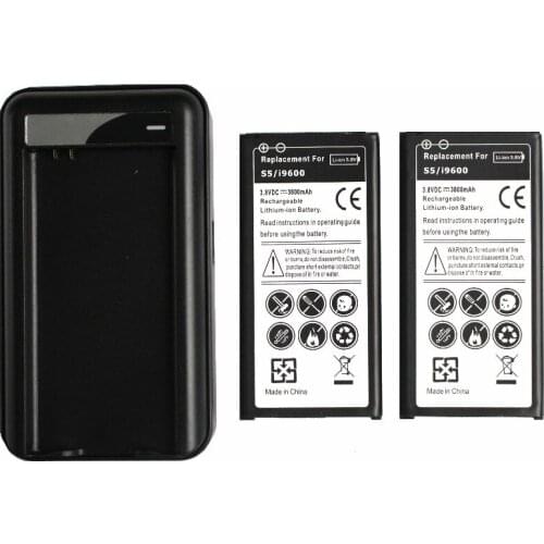 2x 3800mAh EB-BG900BBC/BBE Replacement Battery + USB Charger For Samsung Galaxy S5 SV I9600 G900A G900P G900R4 G900T G900V G860