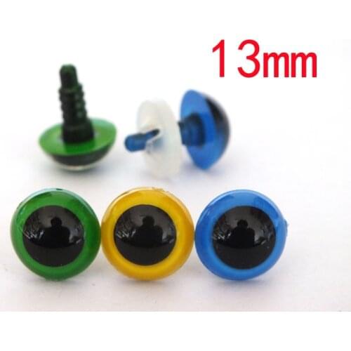 30pairs green/yellow and blue mixed color Plastic toy Eyes --13mm