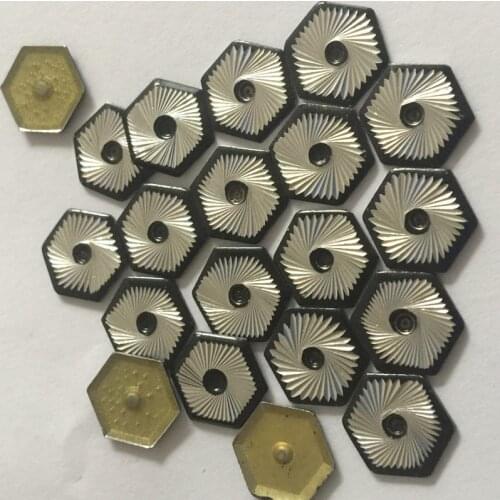 300pcs 15*15mm Silver Hot fix Studs Hexagon Shape Black Border Flat Back Cutting Nailheads Iron on Heat Transfer Rhinestuds DIY