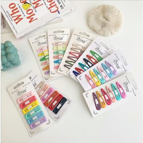 6pcs/set Cute Jelly Candy Colors Dripping Hairpins Frosted Bb Clip Girls Geometric Bangs Clip Accessories Women Hairgrip