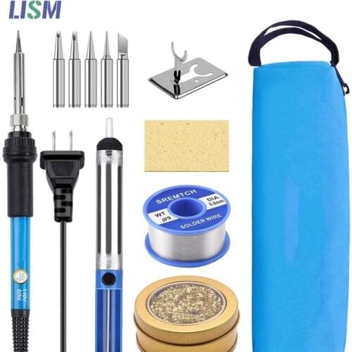 60W Electric Soldering Iron Kit Temperature Adjustable 220V 110V Welding solder Tools Soldering iron tips with Desoldering Pumps