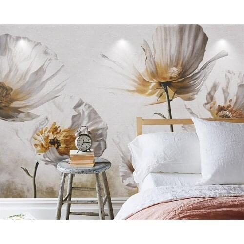 Beibehang Custom wallpaper European white flower painting decorative painting living room TV background wall murals 3d wallpaper