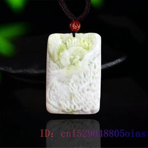 White Jade Phoenix Pendant Gemstone Amulet Chinese Necklace Carved Women Charm Gift Accessories Fashion Natural Jewelry
