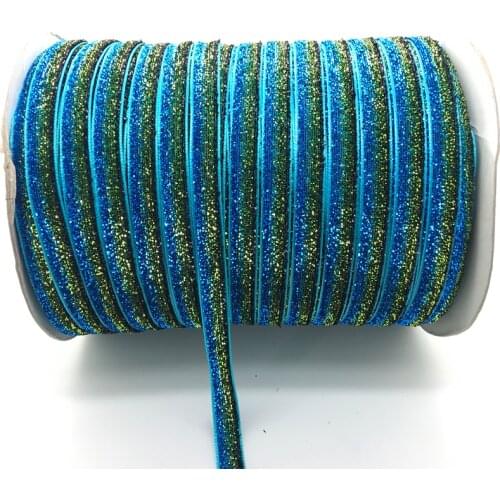 Free shipping 5 yards 3/8 "10mm Multicolor Glitter Velvet Ribbon Headband Clips Bow Decoration #RS-15