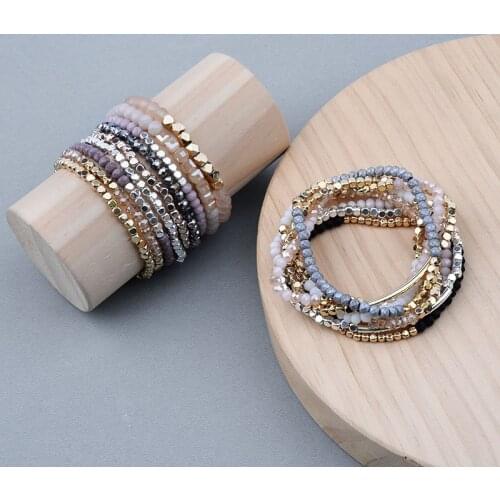 DoreenBeads Natural Crystal Bracelets Delicate Beaded Bracelet With Elastic For Best Couple Jewelry 18cm(7 1/8") long , 1 Piece