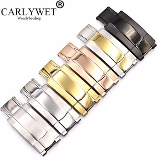CARLYWET Wholesale 16 x 9mm Stainless Steel Replacement Watch Buckle Clasp For GMT Submariner Bracelet Rubber Leather Band