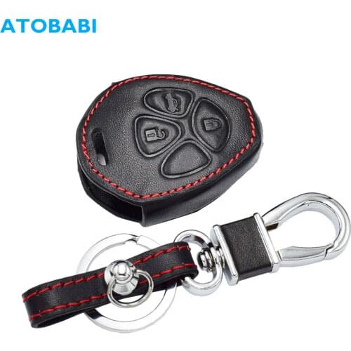 Real Leather Car Key Case Fit For Toyota Prado Mark Corolla Camry Reiz 3 Buttons Keyless Remote Fob Shell Cover Holder Keys Bag