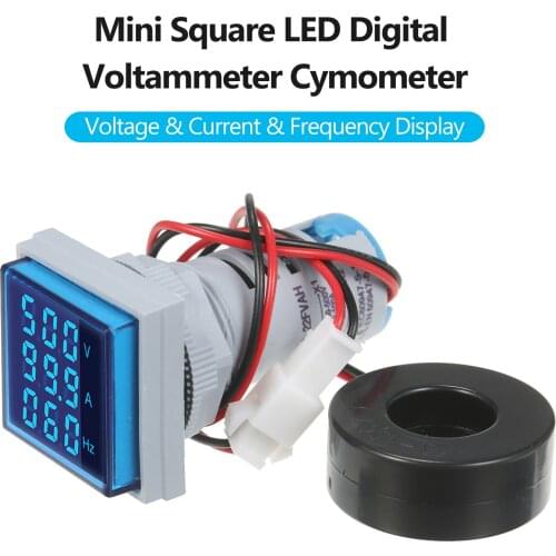 Mini Square Digital Volt-ammeter Voltammeter Ammeter Voltmeter Cymometer Three LED Display Voltage & Current & Frequency Meter