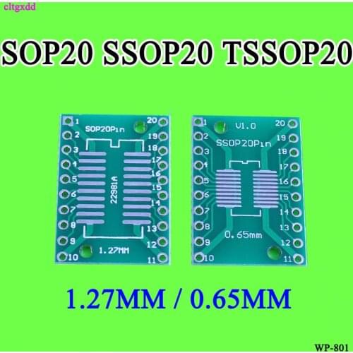 Cltgxdd 10pcs SOP20 SSOP20 TSSOP20 To DIP20 Pitch 0.65/1.27mm IC Adapter PCB Board