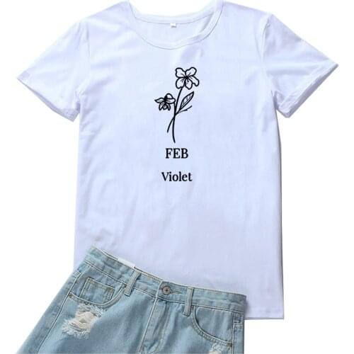 Feb Violet Women Tshirt Beautiful Flowers Graphic Tops T Shirt Women Personality Clothes Tee Women Goth Aesthetic Camiseta Mujer