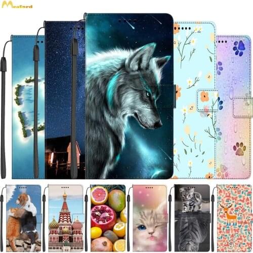For LG K51S Flip Case Luxury Leather Wallet Card Slot Housings For LG K51 Q51 Phone Case LGK51 Funda Book Cover Wolf Cute Cats