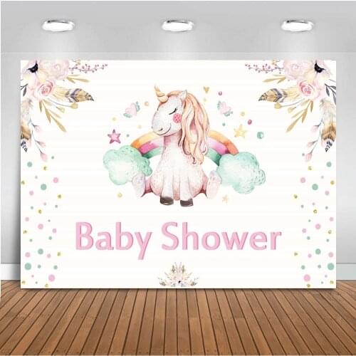 Newborn Backdrop for Photography Baby Shower Party Decoration Supplies Unicorn Theme Parties Background for Photo Booth Studio
