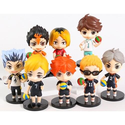 Haikyuu Tobio Kageyama Shoyo Hinata Yu Nishinoya Kei Tsukishima Oikawa Tooru Kenma Kozume PVC Figures Cute Toys Dolls 8pcs/set
