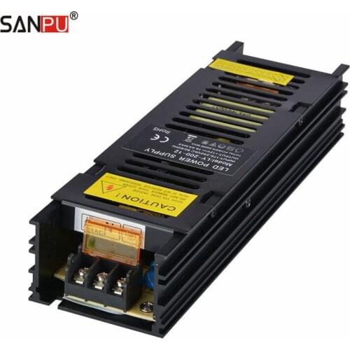 SMPS LED Power Supply 12v 200w 16a Constant Voltage Switching Driver 12v 220v 230v ac to dc Lighting Transformers Black Aluminum