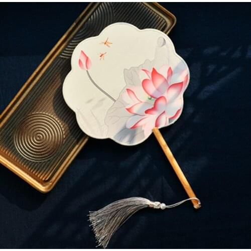 Antique Circular Fan Classical Round Hand Fan Ancient Hanfu Chinese Clothing Cheongsam Female Dance Accessory