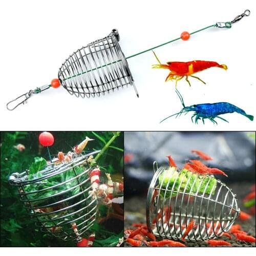 PetCloud Aquarium Bait Feeder Crystal Shrimp Dry Food Feeder Fish Tank Feeding Shrimp Feed Cage Stainless Steel Trap Basket