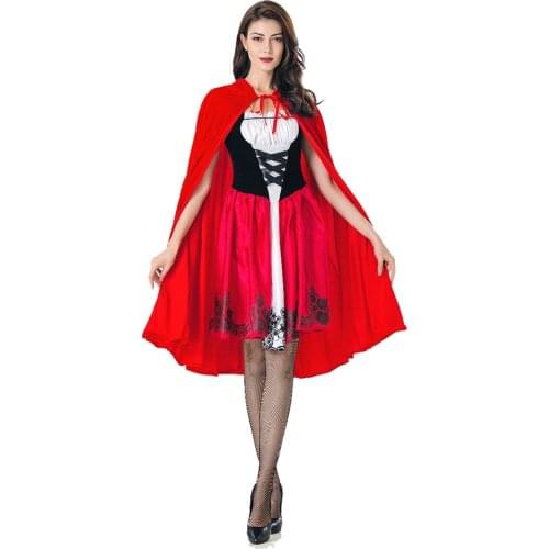 Little red riding hood costumes adults for Women Fancy Adult Halloween Cosplay Fantasia Dress+Cloak Cosplay Costume For Party