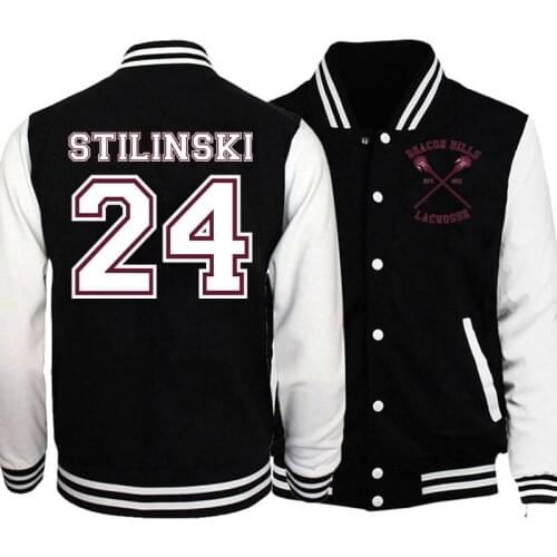 Teen Wolf Anime Baseball Jacket Mens Varsity Uniform Bomber Jacket McCall 11 Lacrosse Stilinski 24 Lahey 14 Print Men Coats