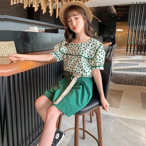 Summer girls sets 2021 new teenage girl flower print top and shorts 2pcs suits children outfits wholesale