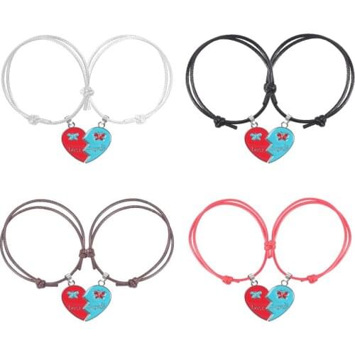 Best Friend Lady Bracelet Stitching Red And Blue Butterfly BFF Friendship Pendant Bohemian Bracelet Fashion Jewelry Gift 2020