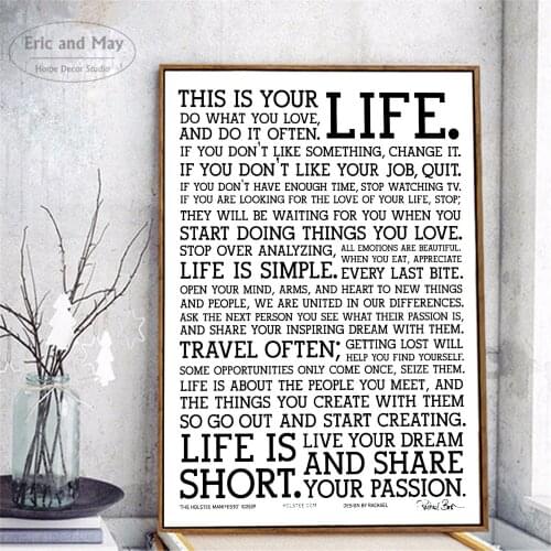 Motivational Life Quote Canvas Art Print Painting Poster Wall Pictures For Bedroom Home Decoration Wall Decor No Frame Febric