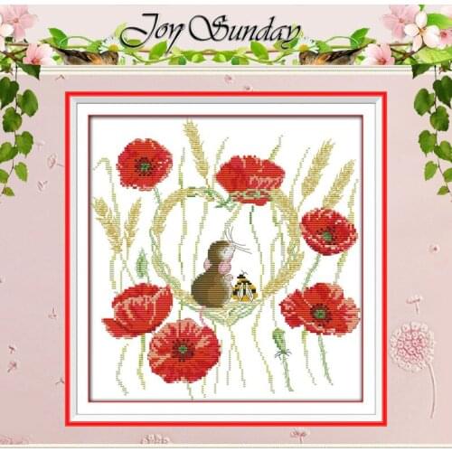 Poppy and Mouse Pattern Counted Cross Stitch 11CT 14CT Cross Stitch Set Wholesale Chinese Cross-stitch Kit Embroidery Needlework