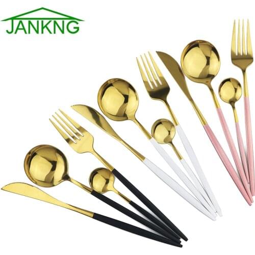 3Pcs/4Pcs Gold Cutlery Set 18/10 Stainless Steel Dinnerware Set Knife Fork Spoon Dinner Set Kitchen Tableware Set Chopstick Box