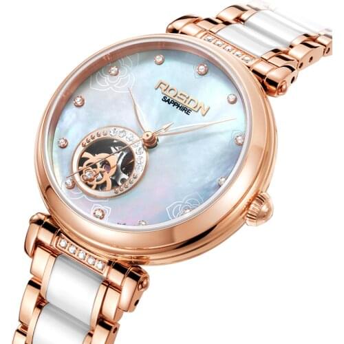 New ROSDN Womens Watches Luxury Brand Japan MIYOTA Automatic Mechanical Watch Women Diamond Skeleton Sapphire Waterproor R2616