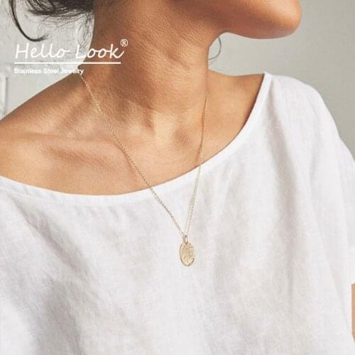 HelloLook Uneven Coin Pendant Necklace for Women Stainless Steel 2021 Trend Pendant Choker Necklace Jewelry Girl Clavicle Chain
