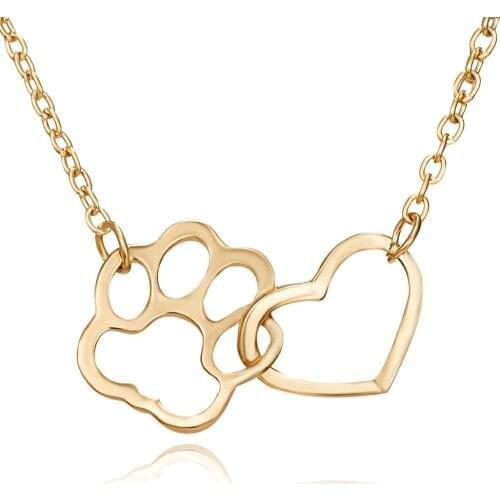 Cute Cat Dog Claw Heart Necklace For Women Girl Animal Pet Jewelry accessories Fashion Animal Necklace Pendant Party
