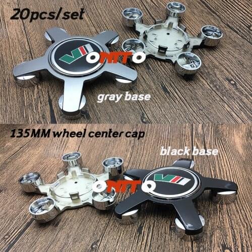 HOT Gray/black Base 20PC 135mm 5claws Accessorie Car Wheel Center Cap VII logo Emblem Car Styling Wheel Hub Cap Dust-proof