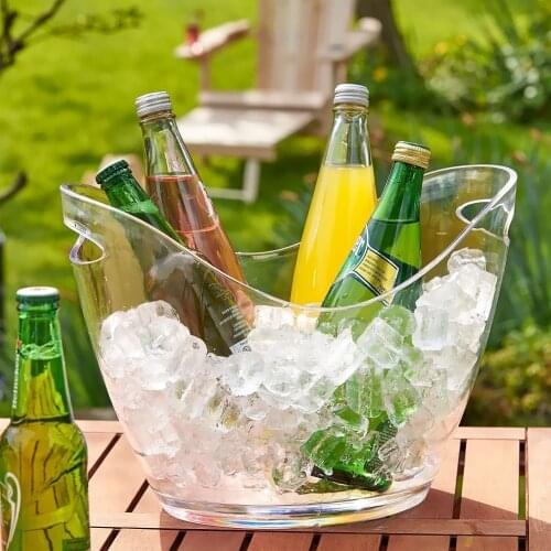 Clear Bowl Bucket Champagne Wine Cooler Bucket Container Ice Holder Champagne Beer Bucket for Bars Nightclubs 4L/8L