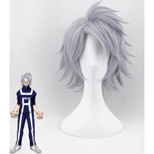 My Boku No Hero Academia Tetsutetsu Silver Short Cosplay Heat Resistant Synthetic Hair Carnival Halloween Party + Free Wig Cap