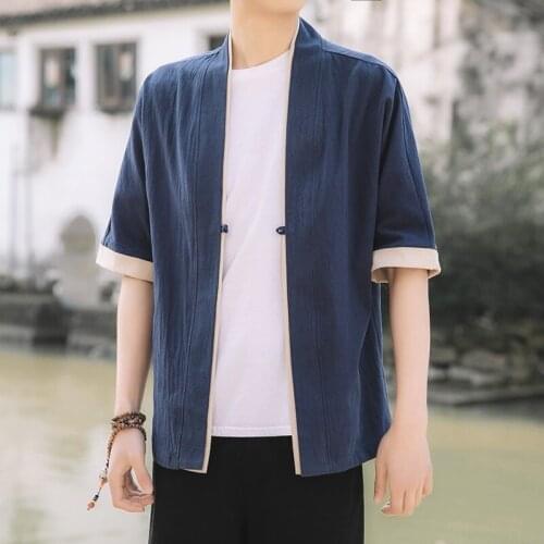 Traditional Chinese Clothing For Men Hanfu Ethnic Retro Tops Streetwear Mens Clothing Cheongsam Tang Suit Kung Fu Clothes 30102