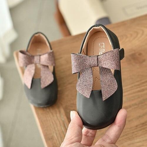 2020 new girls princess shoes pu leather girls dance shoes childrens prom children girls single shoes baby bow flat shoes