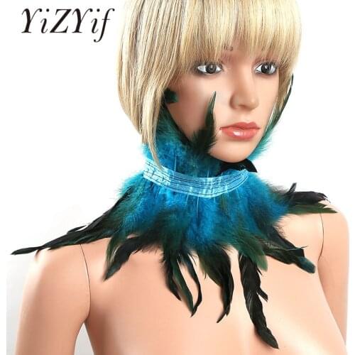 Victorian Gothic Natural Feather Collar Shrug Shawl Wrap Cape Ribbon Tie Feather Shawl Scraf Halloween Party Costume Decoration