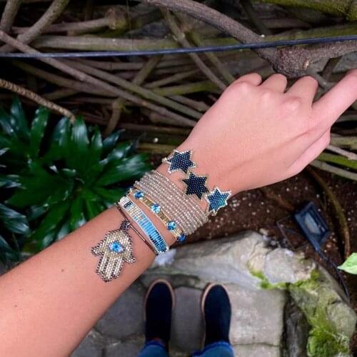 BLUESTAR 2021 Fashion MIYUKI Bracelet Star Pulseras Mujer Moda Fatima Hamsa Hand Jewelry Handmade Crystal Loom Beaded