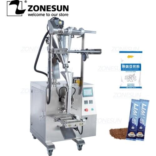 ZONESUN Automatic Milk Powder Pepper Coffee Powder Bag Augar Food Filling Weighing Sealing Machine Packaging Machine